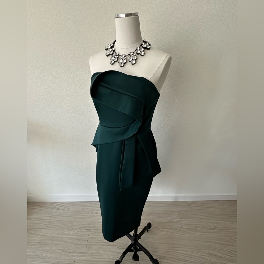 ASOS Scuba Evergreen Strapless Midi Dress with Bow detail